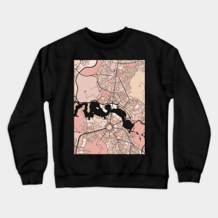 Canberra Map Pattern in Soft Pink Pastels Crewneck Sweatshirt